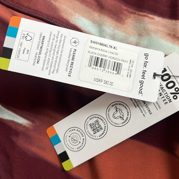 Smartwool Women's Active Lined Shorts Horizon Print New - Picture 6 of 13